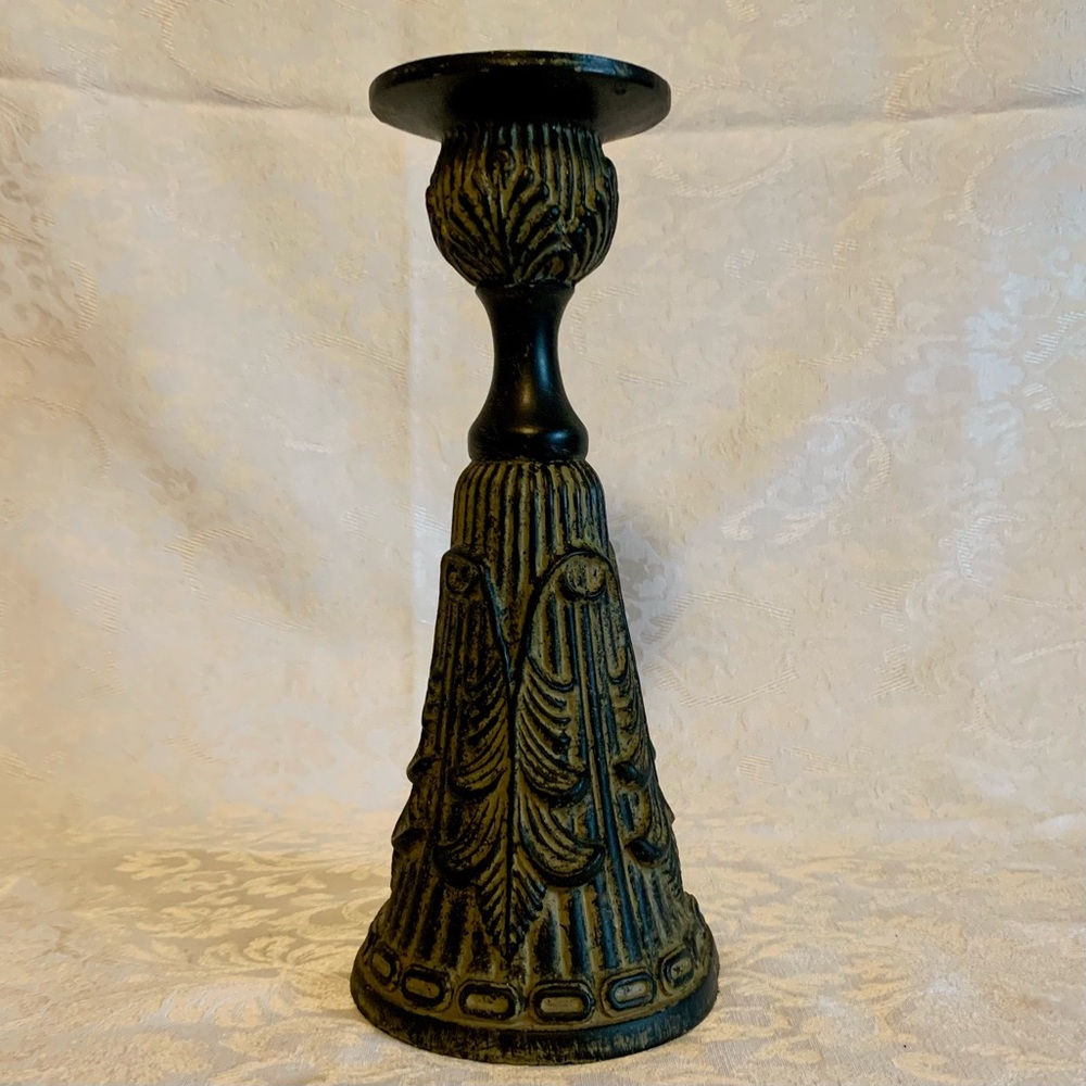 Vintage Pillar Candle Stick Resin 13" Tall